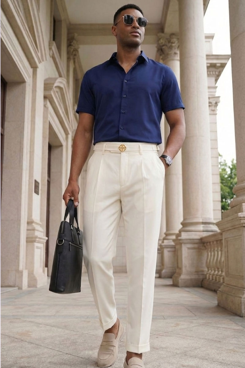 Classic Ivory Tailored Pants - Image 2