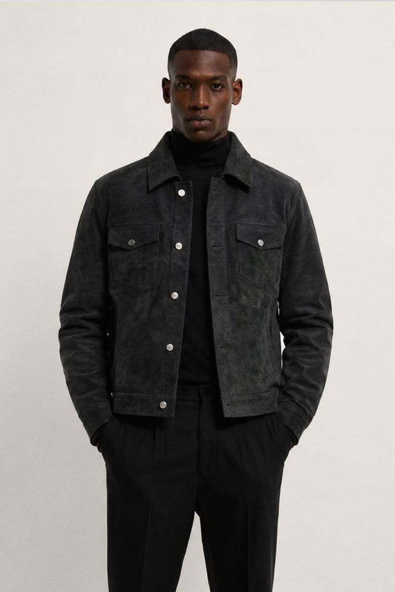 Dark Stone-Wash Trucker Jacket - Image 3