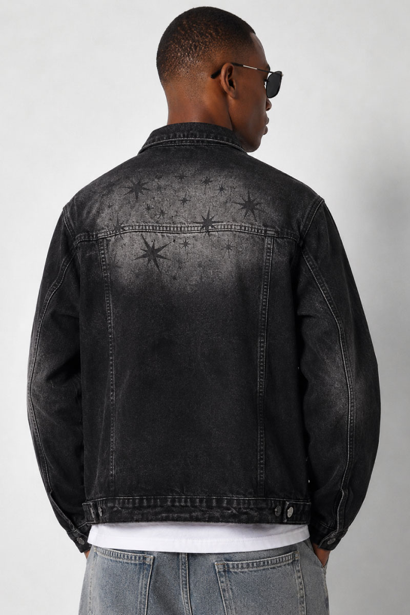 Black Star Wash Denim Jacket - Image 2