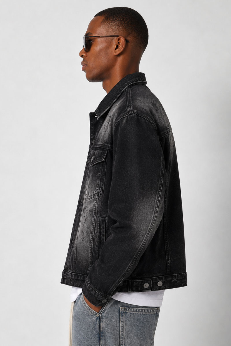 Black Star Wash Denim Jacket - Image 3